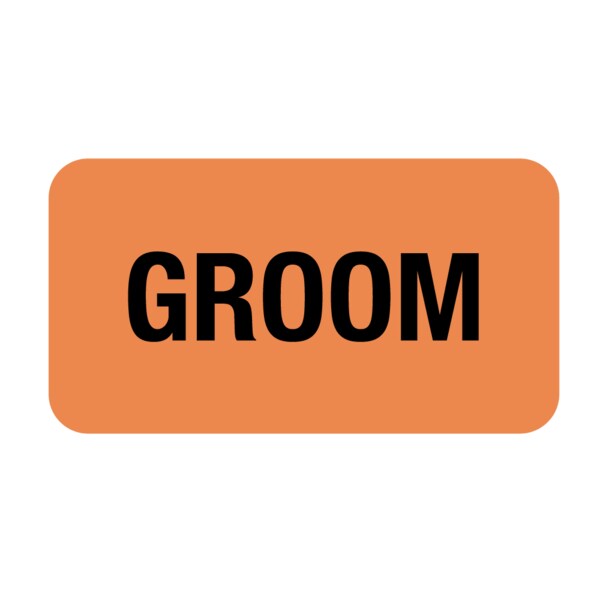 Label, Groom 7/8" x 1-5/8" Flr Orange w/Black